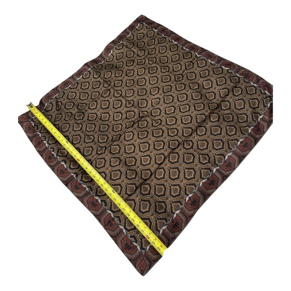 Echo Scarf "Club 7" Black Brown Geometric And Pailsley Print Silk - Picture 3 of 12